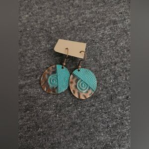 Bohemian bronze & turquoise drop earrings